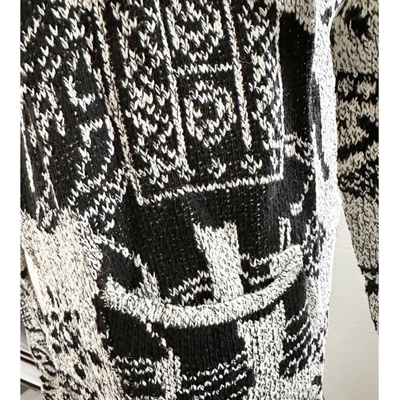 Elephant Print Open Cardigan Sweater Grey Black Cotton Blend NWOT - Picture 7 of 13